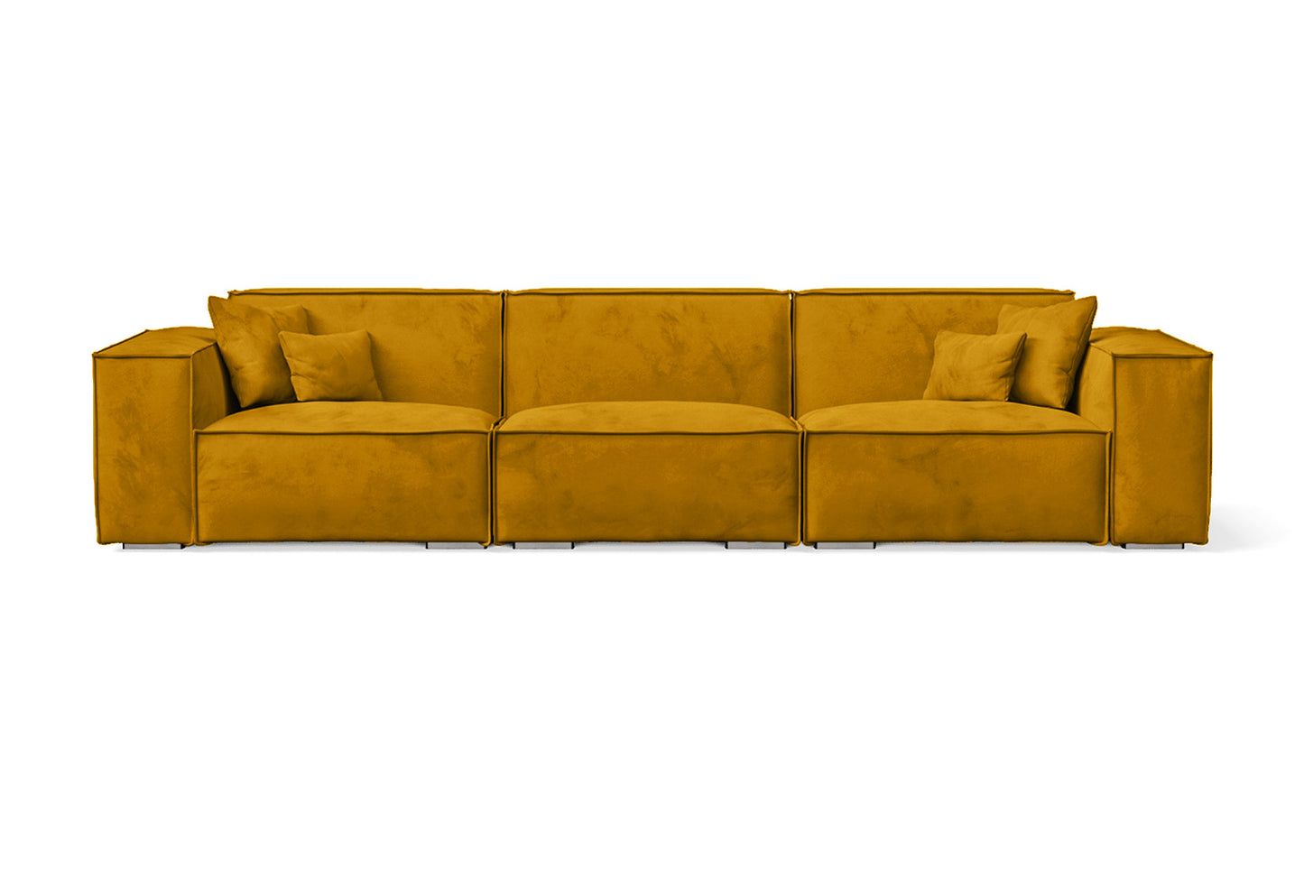 Naples 4 Seater Sofa Yellow Velvet