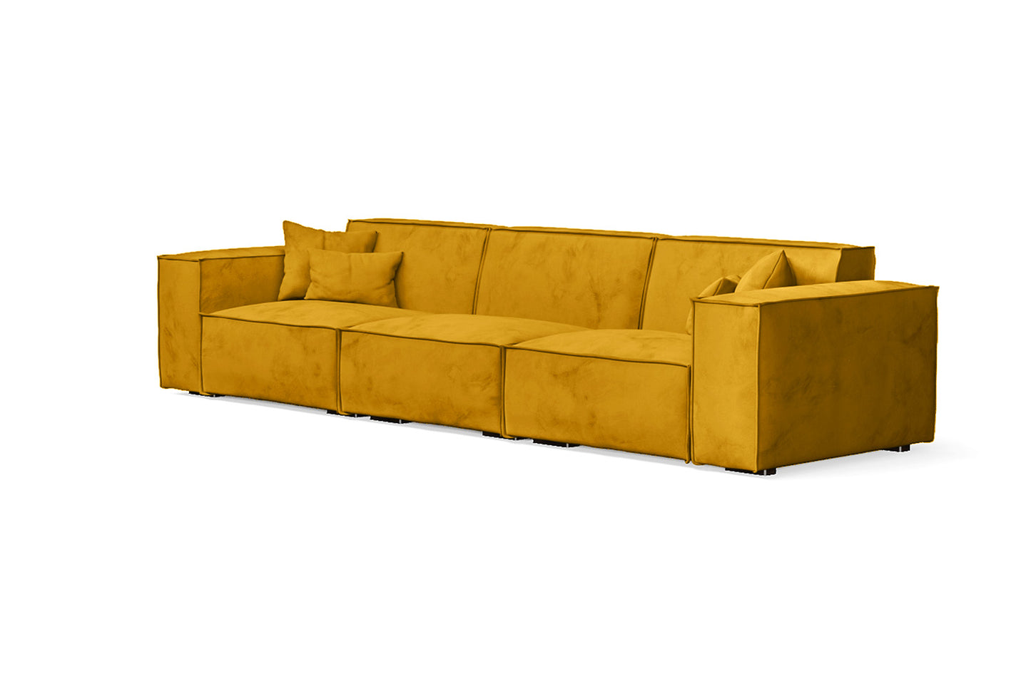 Naples 4 Seater Sofa Yellow Velvet