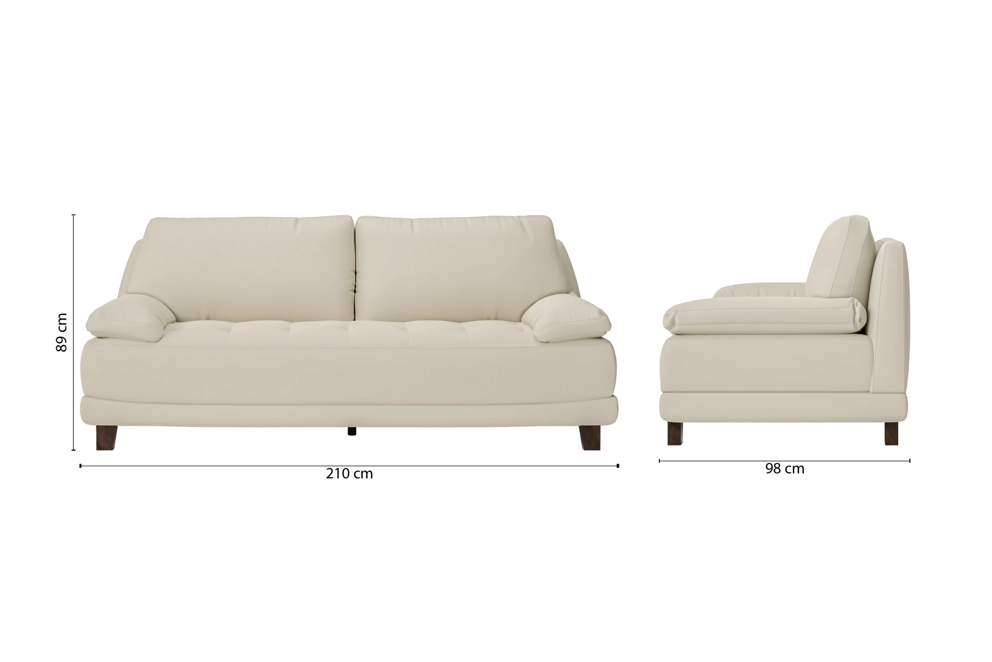 Novara 3 Seater Sofa Cream Leather