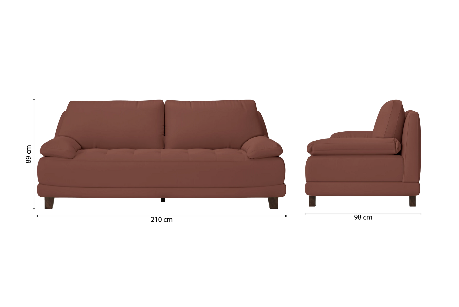 Novara 3 Seater Sofa Mauve Leather