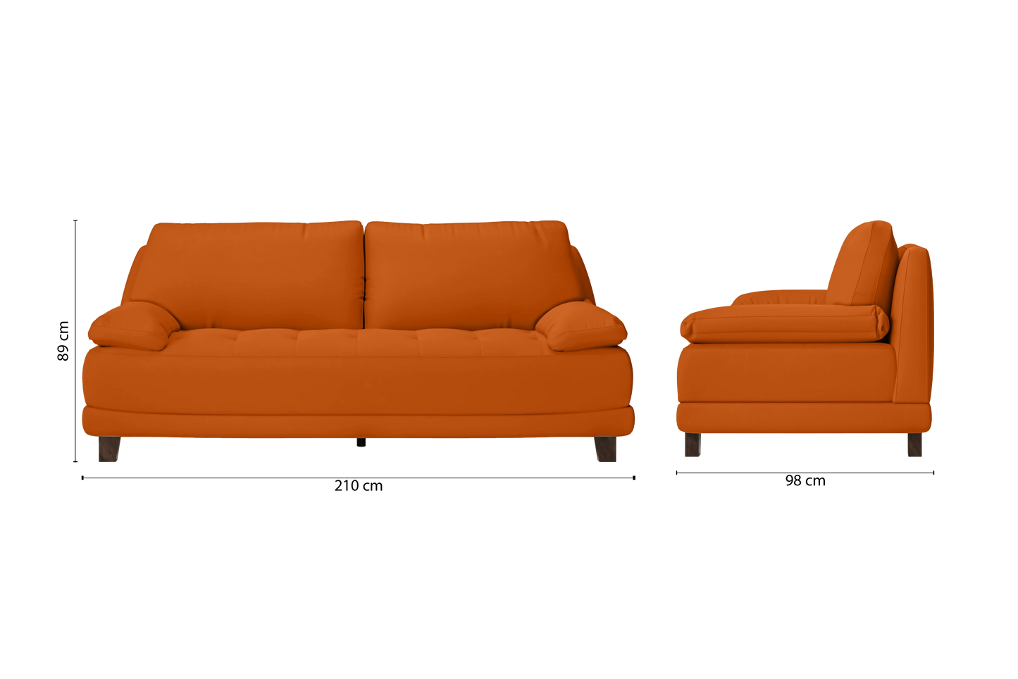 Novara 3 Seater Sofa Orange Leather