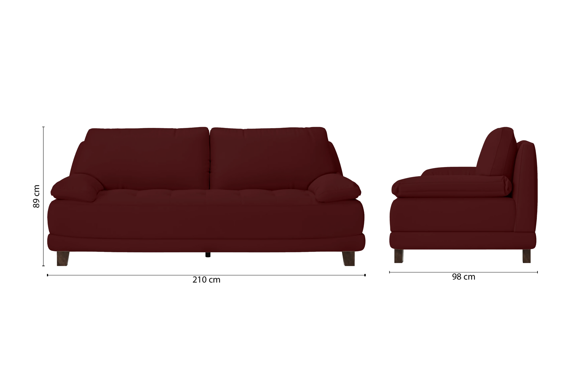 Novara 3 Seater Sofa Red Leather