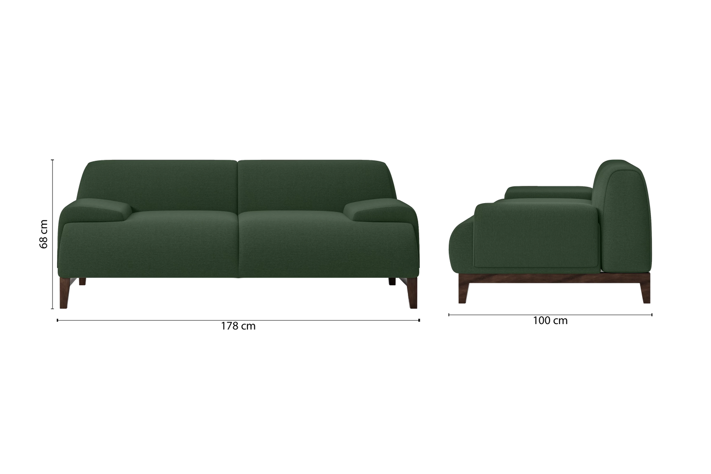 Pavia 2 Seater Sofa Forest Green Linen Fabric