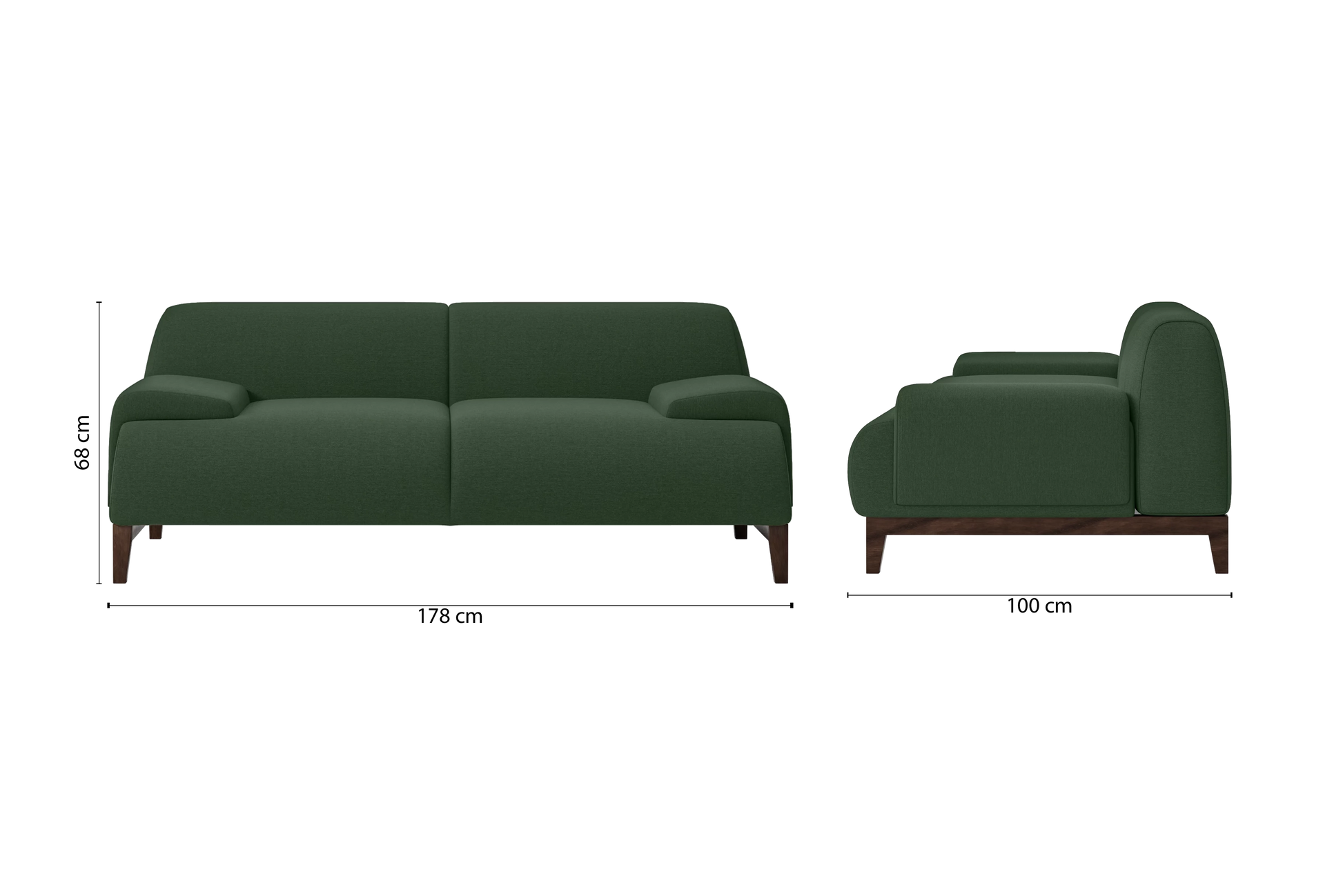 Pavia 2 Seater Sofa Forest Green Linen Fabric