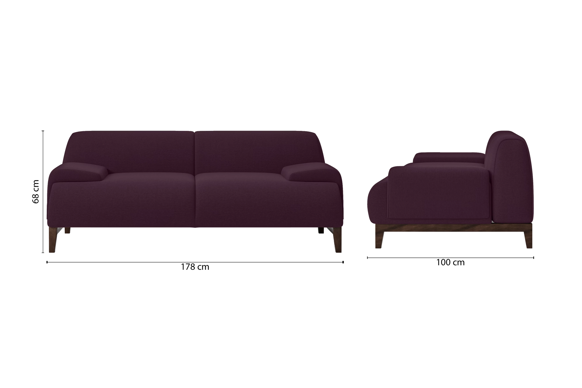 Pavia 2 Seater Sofa Purple Linen Fabric