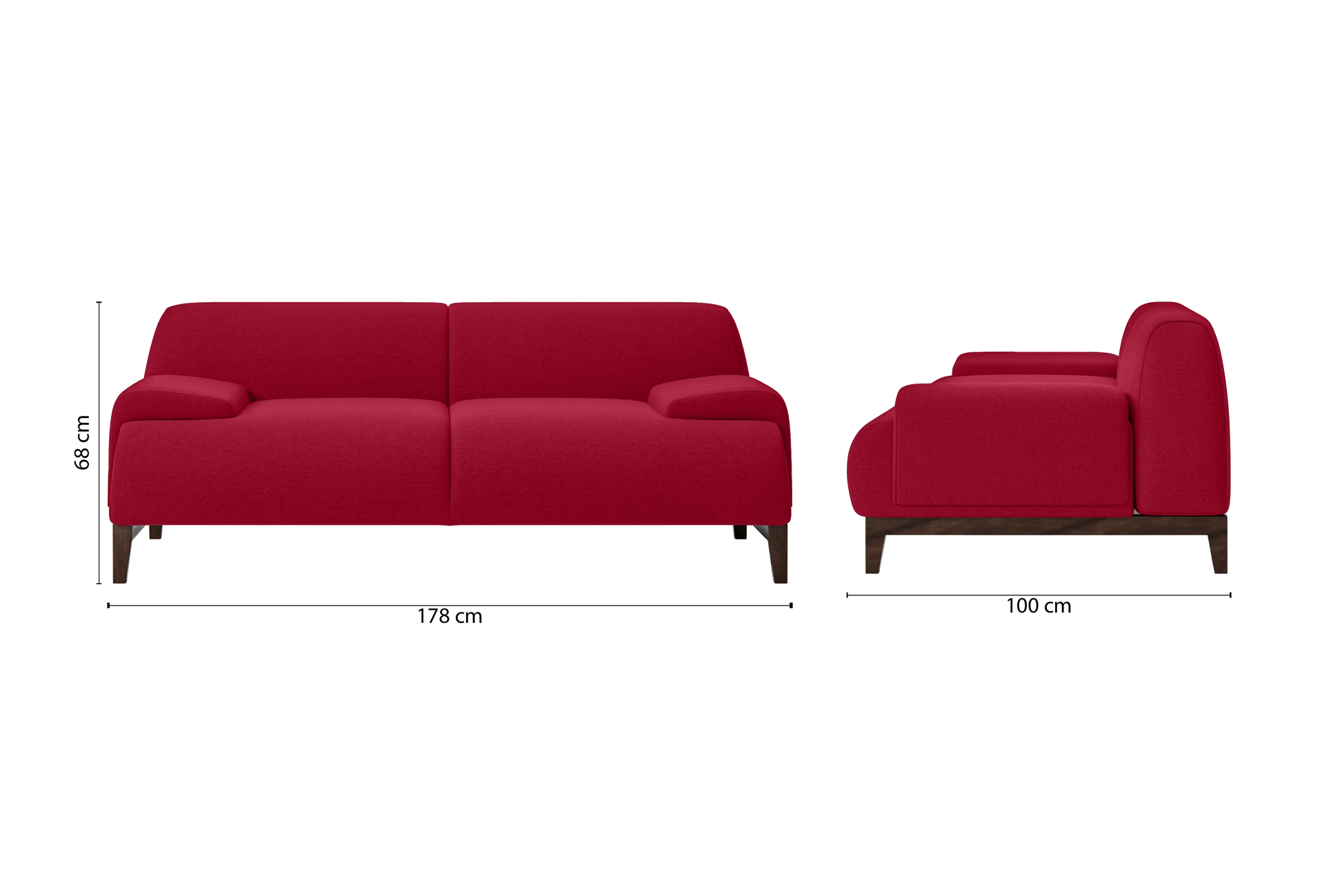 Pavia 2 Seater Sofa Red Linen Fabric