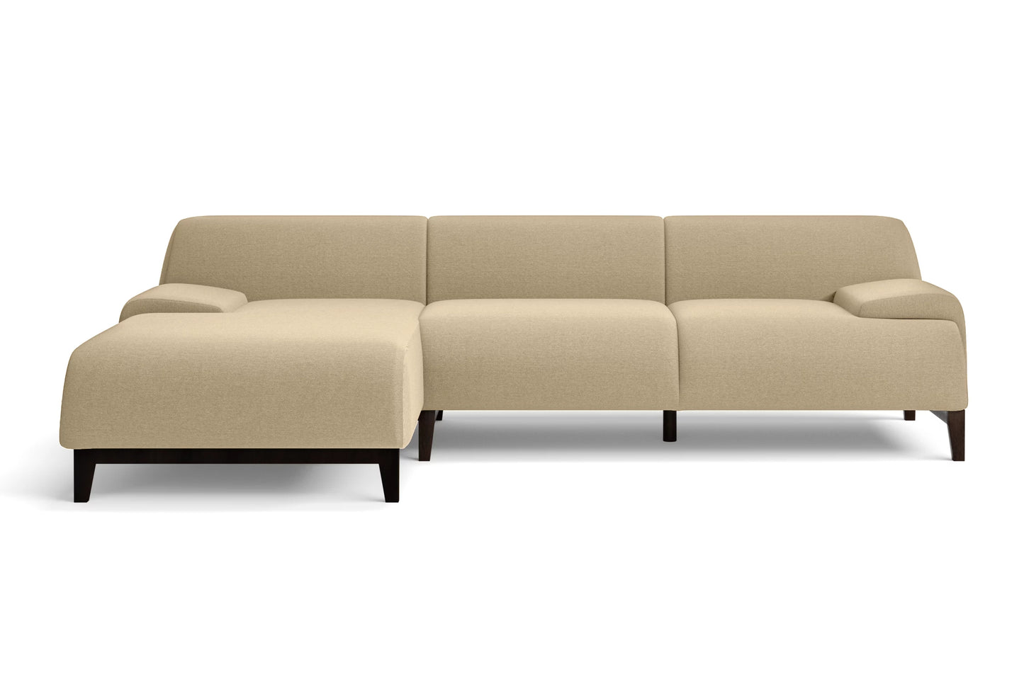 Pavia 3 Seater Left Hand Facing Chaise Lounge Corner Sofa Beige Linen Fabric