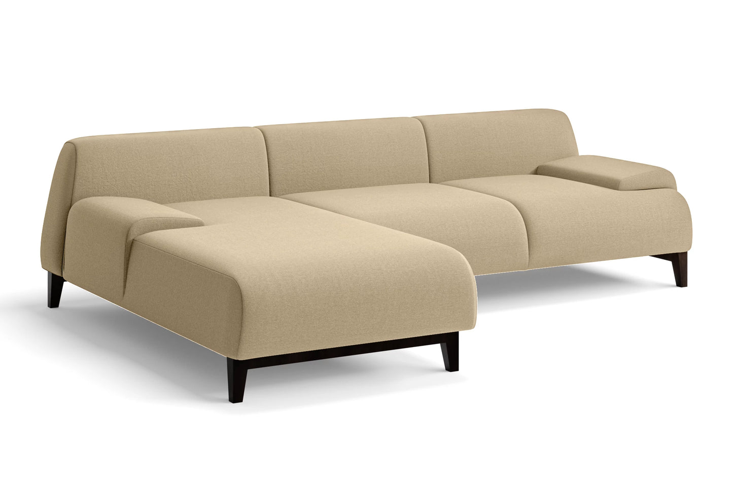 Pavia 3 Seater Left Hand Facing Chaise Lounge Corner Sofa Beige Linen Fabric