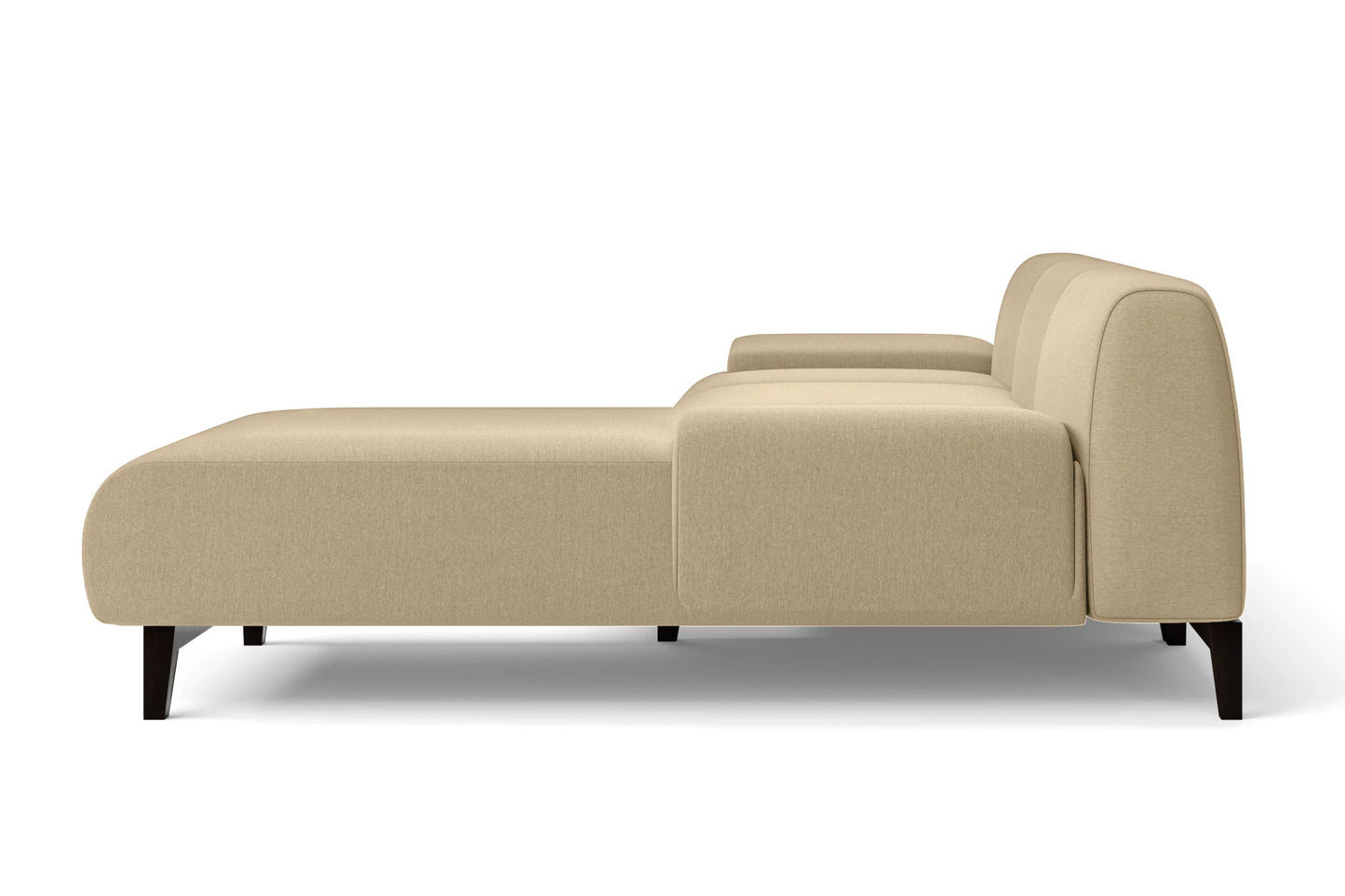 Pavia 3 Seater Left Hand Facing Chaise Lounge Corner Sofa Beige Linen Fabric