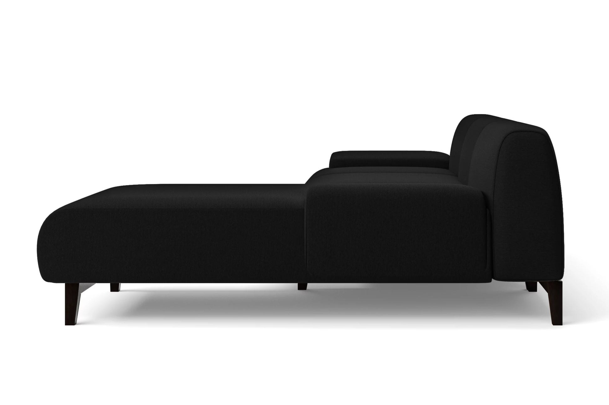 Pavia 3 Seater Left Hand Facing Chaise Lounge Corner Sofa Black Linen Fabric