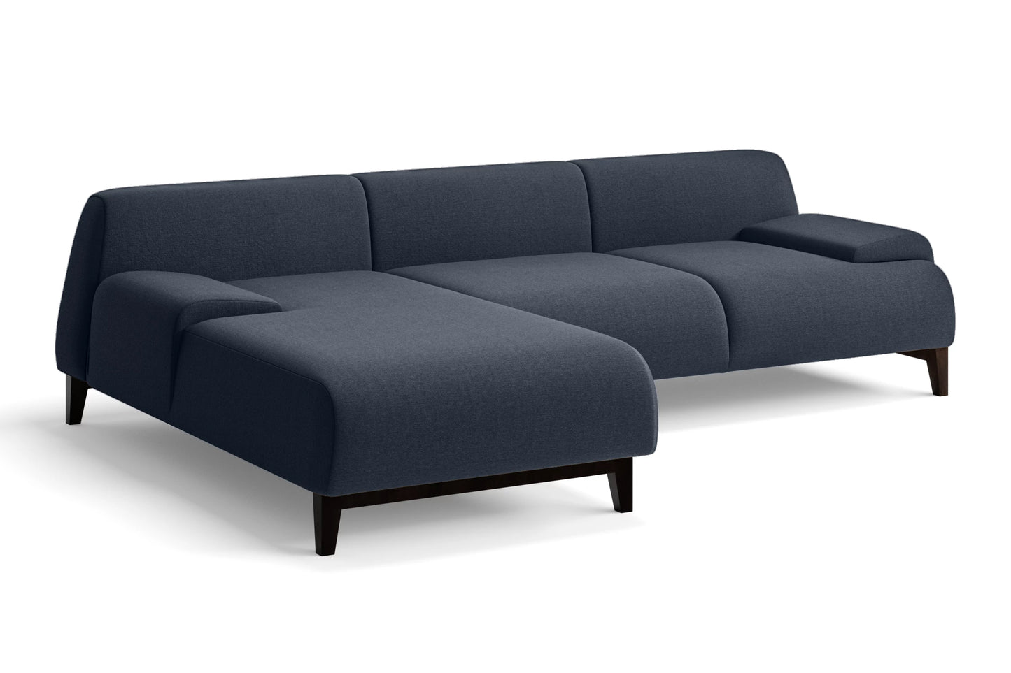 Pavia 3 Seater Left Hand Facing Chaise Lounge Corner Sofa Dark Blue Linen Fabric