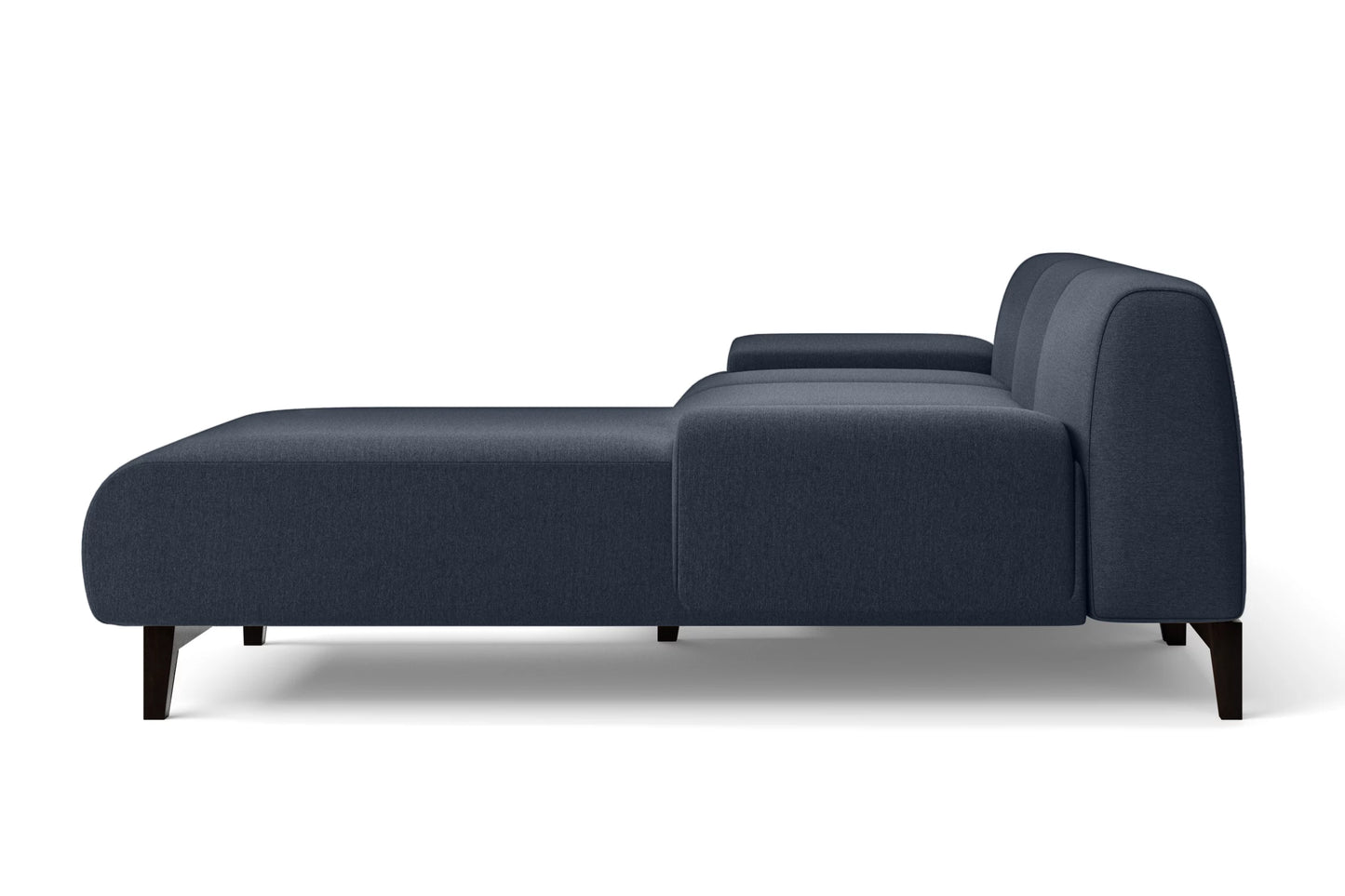 Pavia 3 Seater Left Hand Facing Chaise Lounge Corner Sofa Dark Blue Linen Fabric