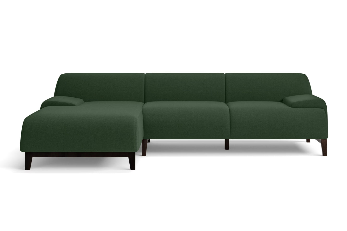 Pavia 3 Seater Left Hand Facing Chaise Lounge Corner Sofa Forest Green Linen Fabric