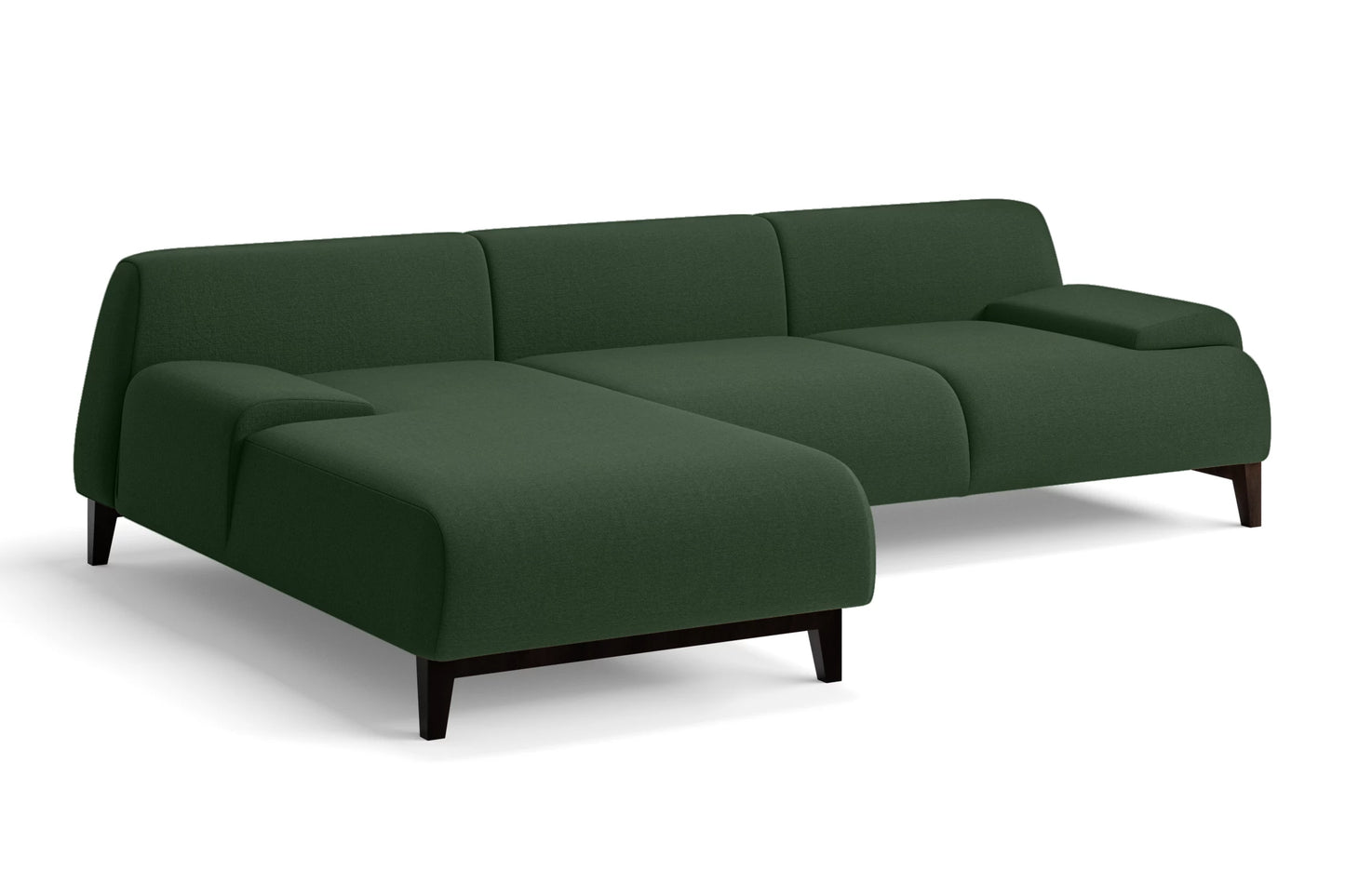 Pavia 3 Seater Left Hand Facing Chaise Lounge Corner Sofa Forest Green Linen Fabric