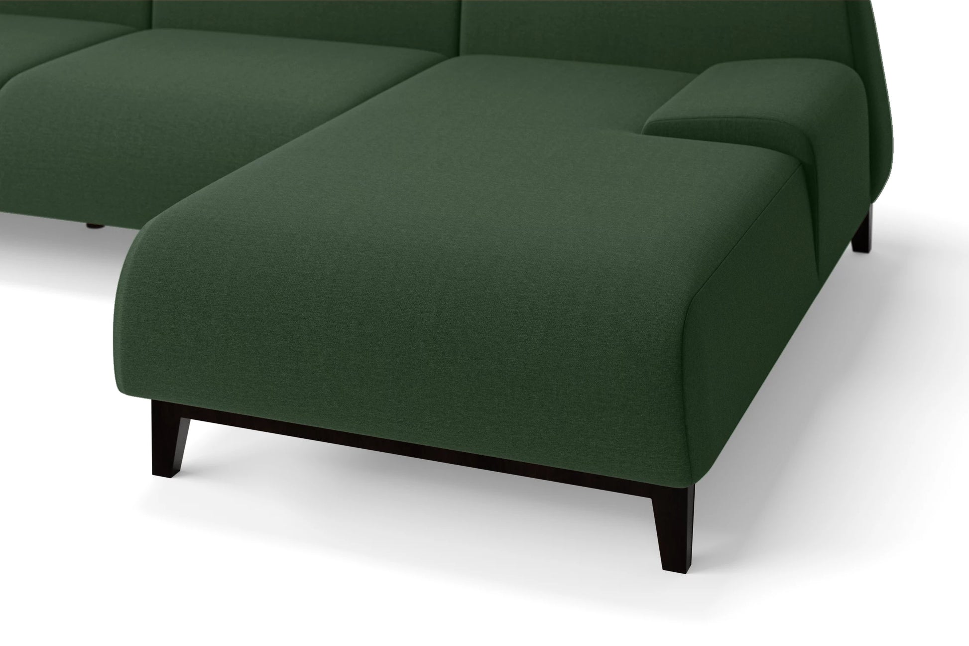 Pavia 3 Seater Left Hand Facing Chaise Lounge Corner Sofa Forest Green Linen Fabric