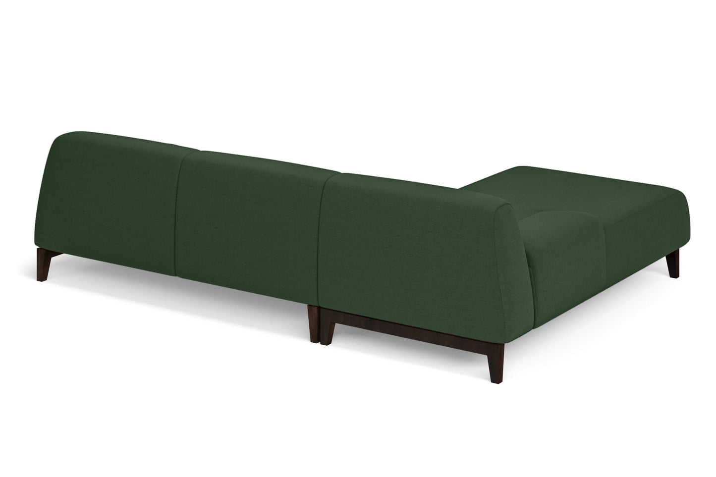 Pavia 3 Seater Left Hand Facing Chaise Lounge Corner Sofa Forest Green Linen Fabric