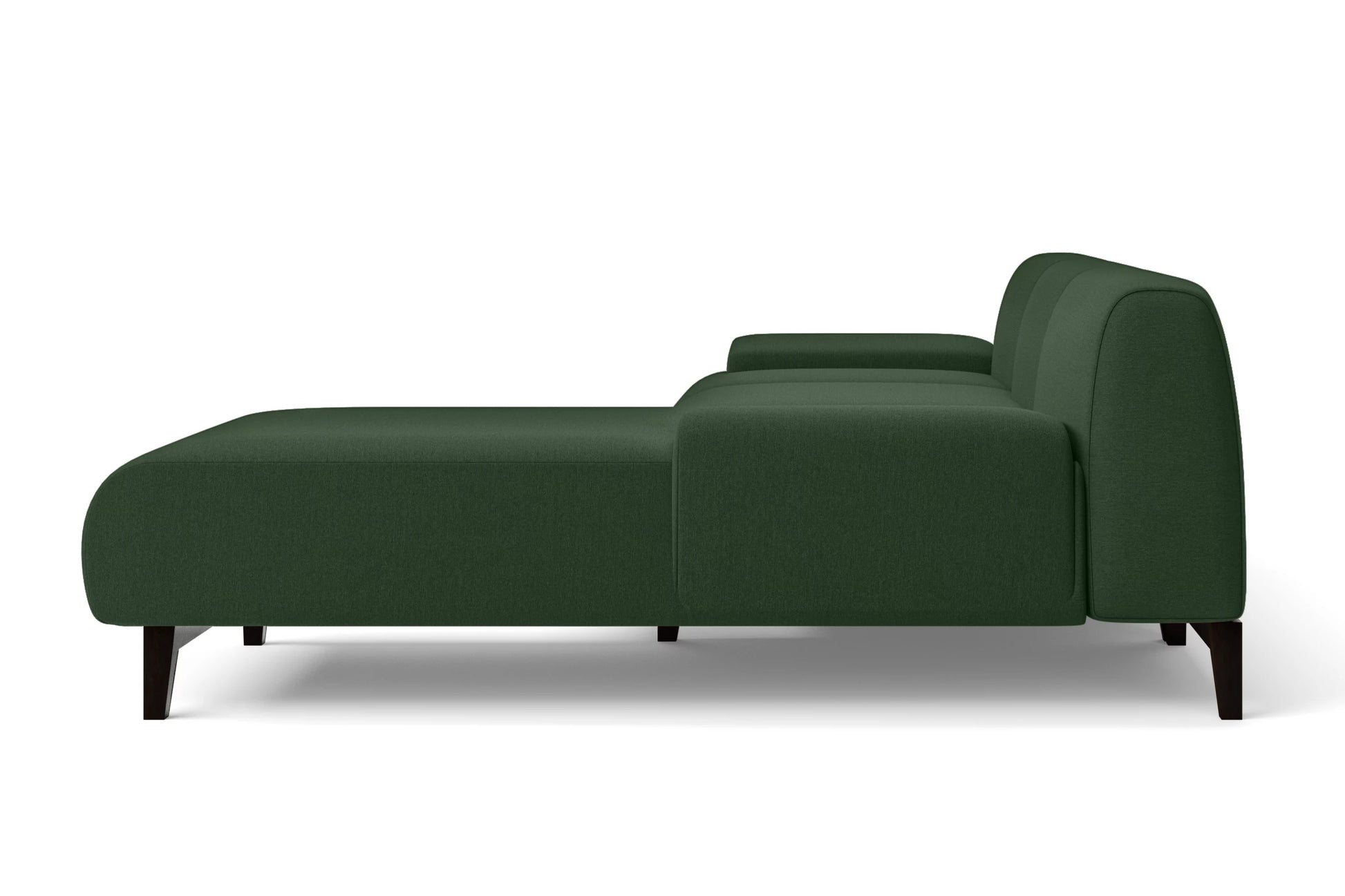 Pavia 3 Seater Left Hand Facing Chaise Lounge Corner Sofa Forest Green Linen Fabric