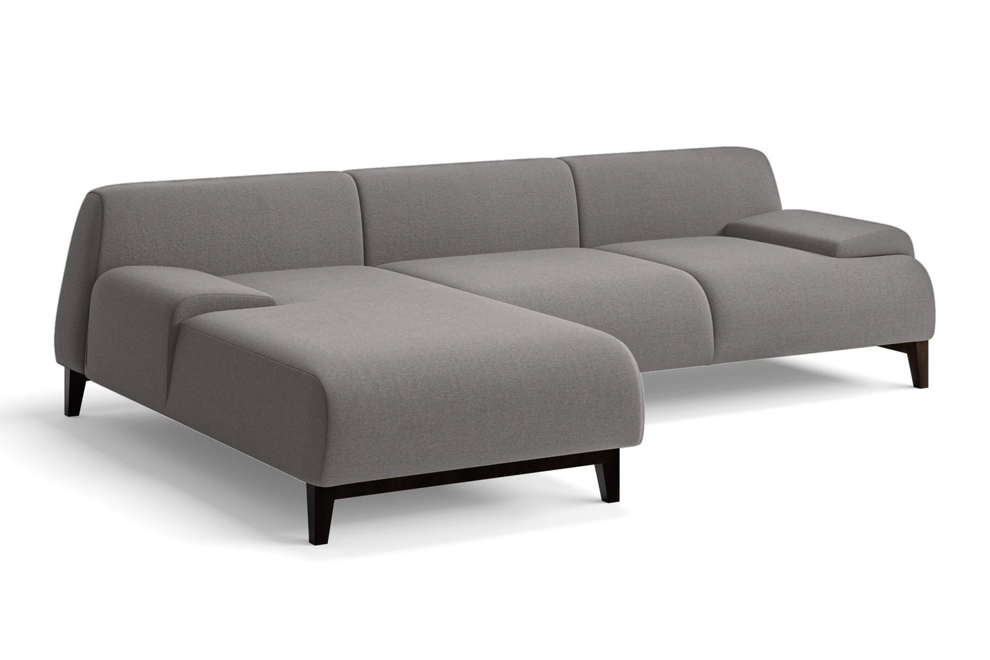 Pavia 3 Seater Left Hand Facing Chaise Lounge Corner Sofa Grey Linen Fabric