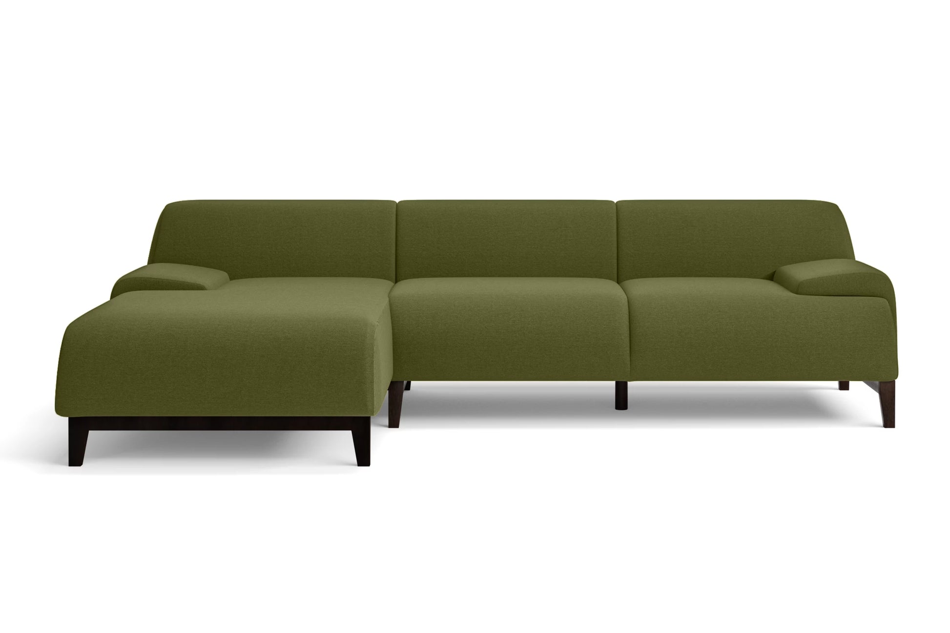 Pavia 3 Seater Left Hand Facing Chaise Lounge Corner Sofa Olive Linen Fabric