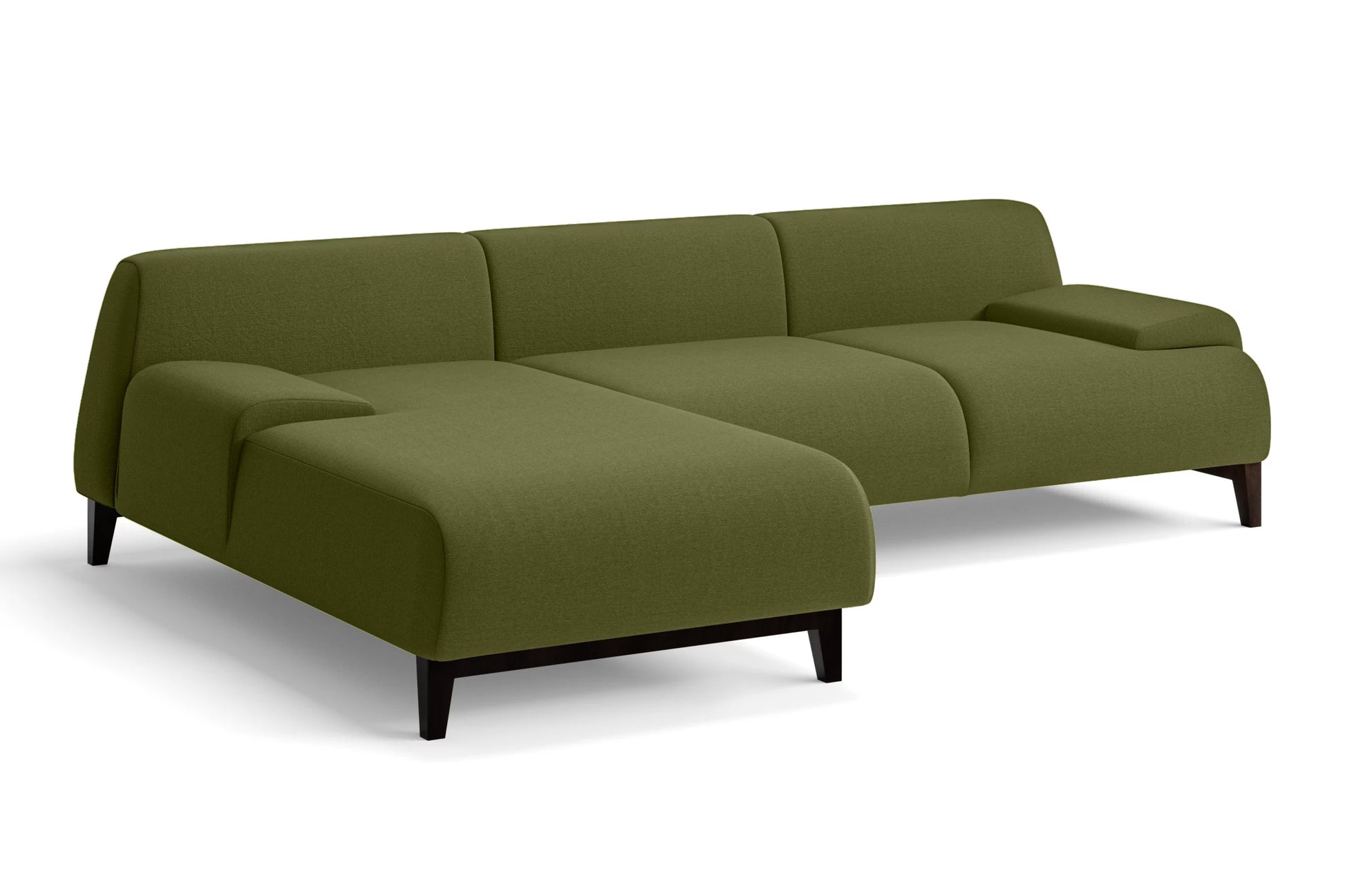 Pavia 3 Seater Left Hand Facing Chaise Lounge Corner Sofa Olive Linen Fabric