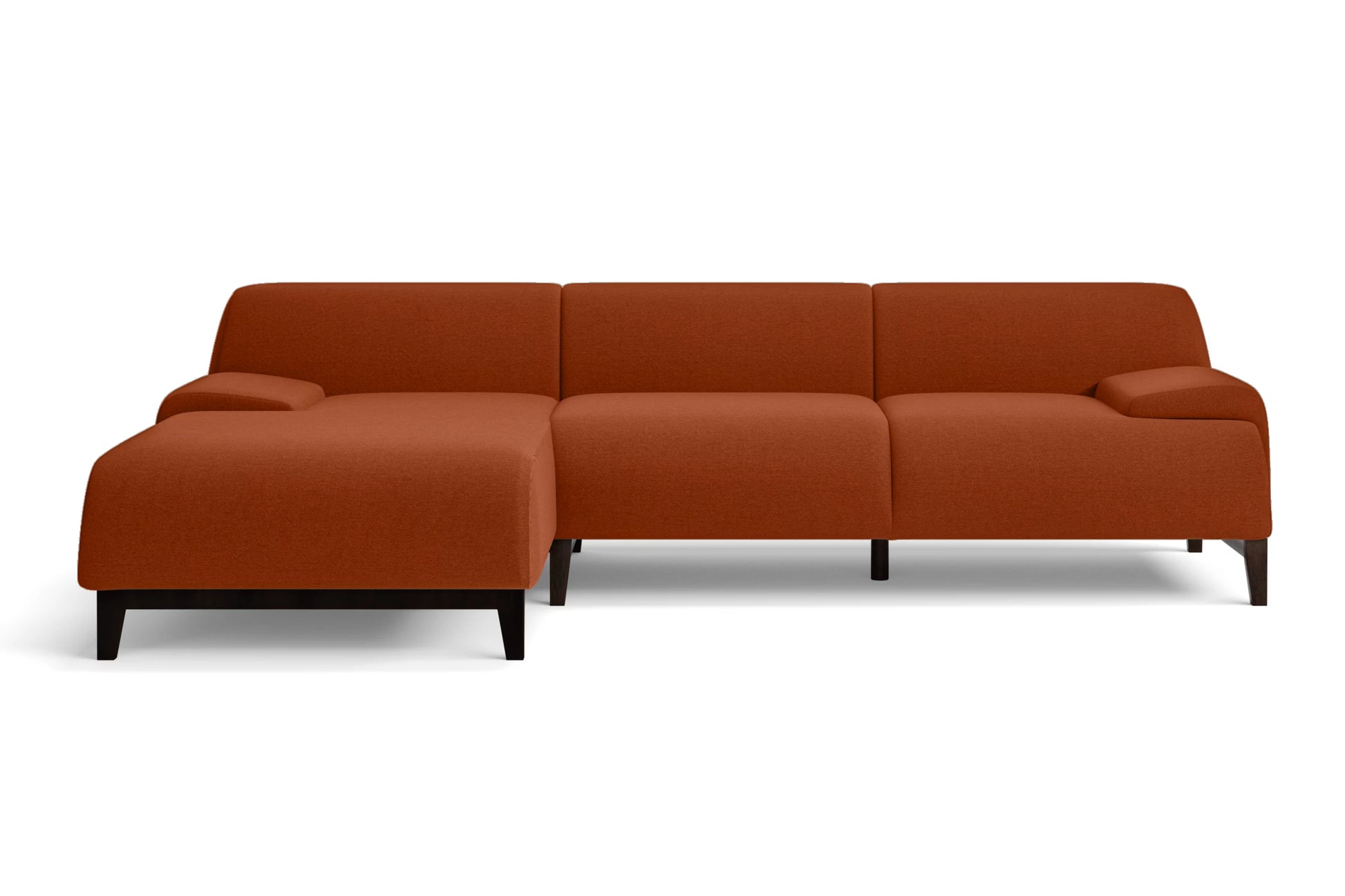 Pavia 3 Seater Left Hand Facing Chaise Lounge Corner Sofa Orange Linen Fabric