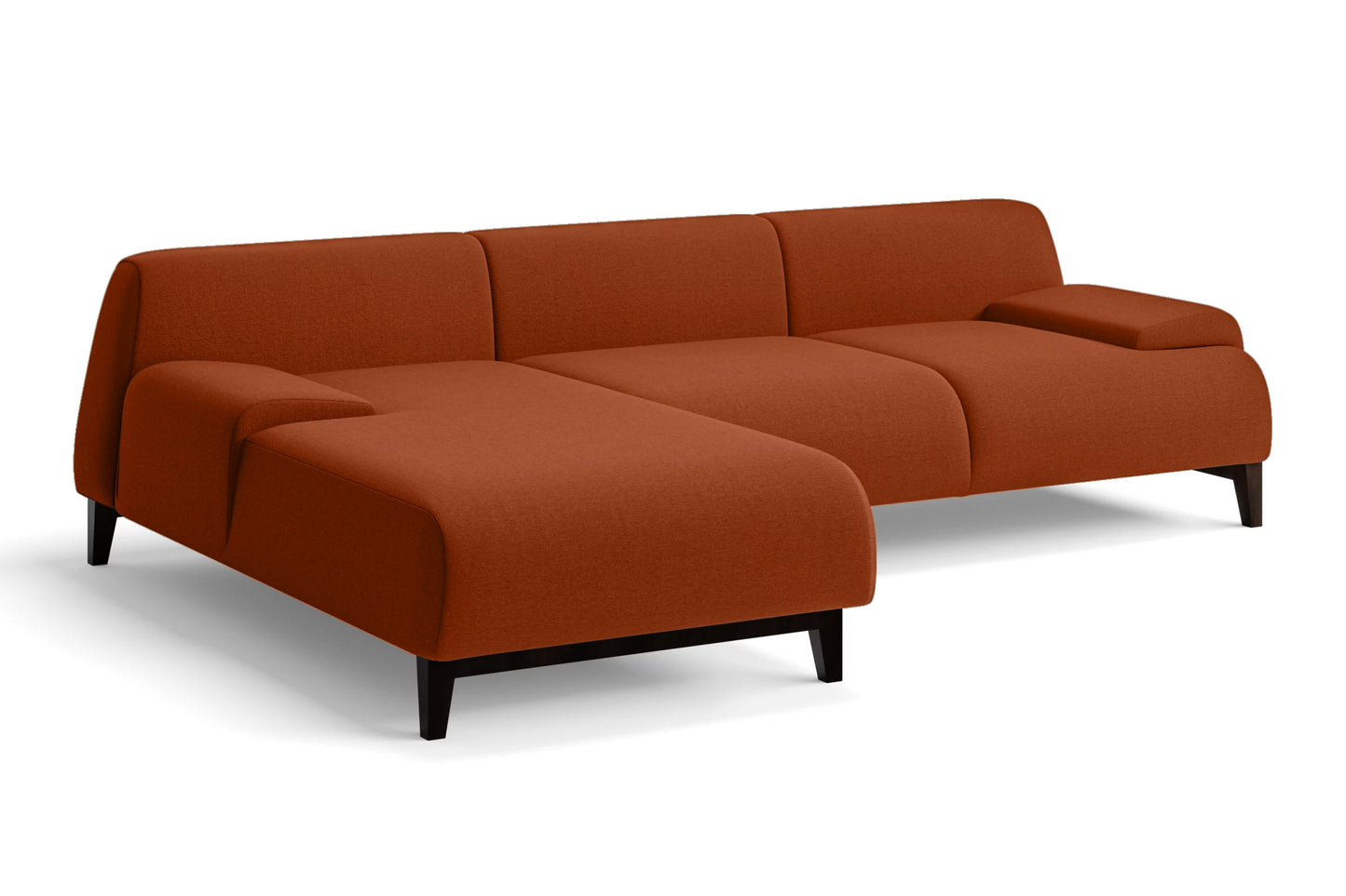 Pavia 3 Seater Left Hand Facing Chaise Lounge Corner Sofa Orange Linen Fabric