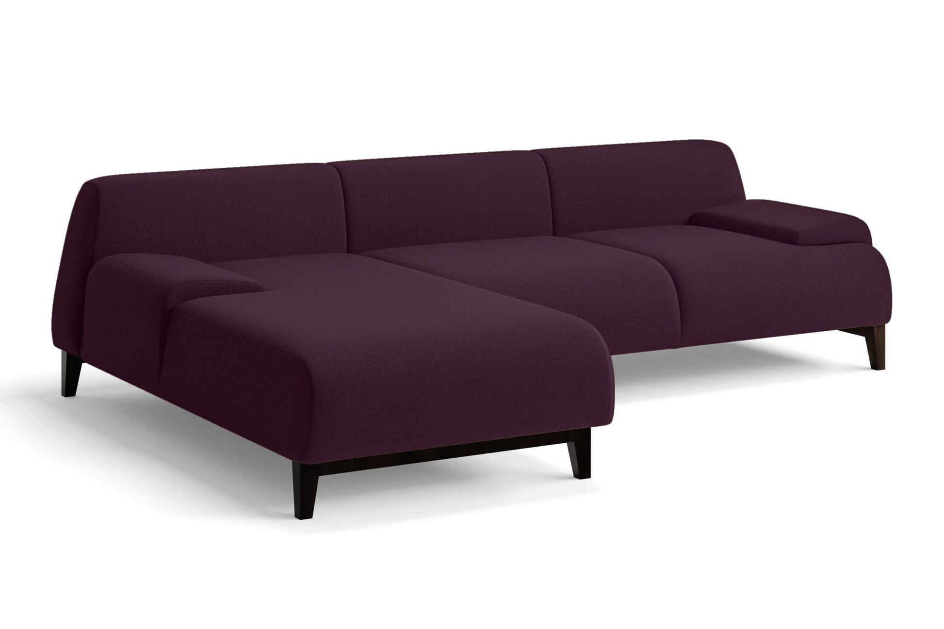 Pavia 3 Seater Left Hand Facing Chaise Lounge Corner Sofa Purple Linen Fabric