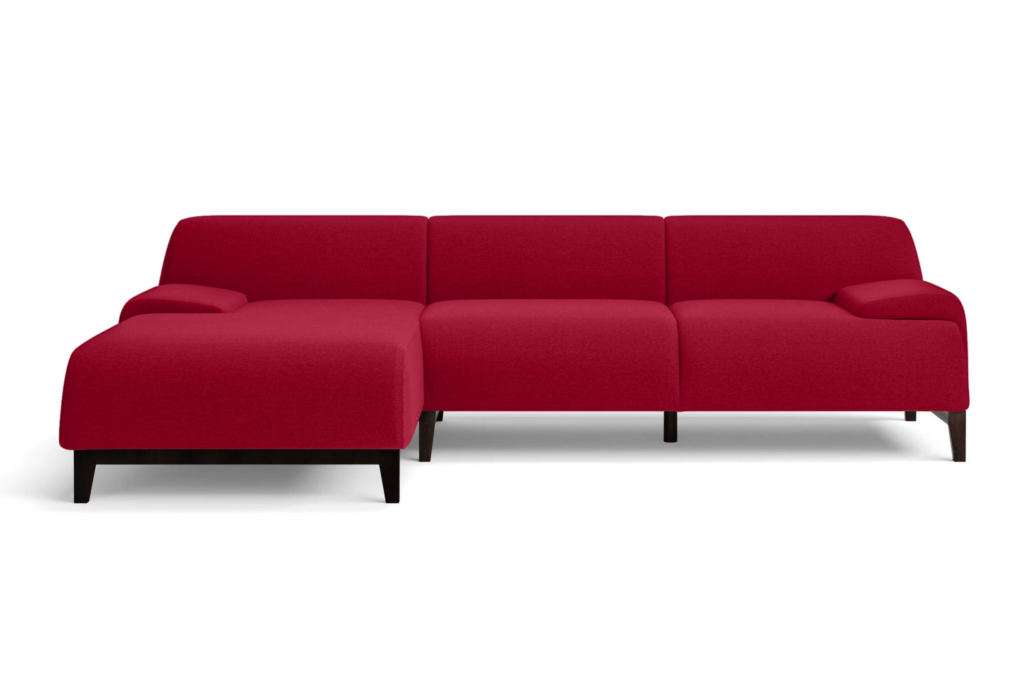 Pavia 3 Seater Left Hand Facing Chaise Lounge Corner Sofa Red Linen Fabric