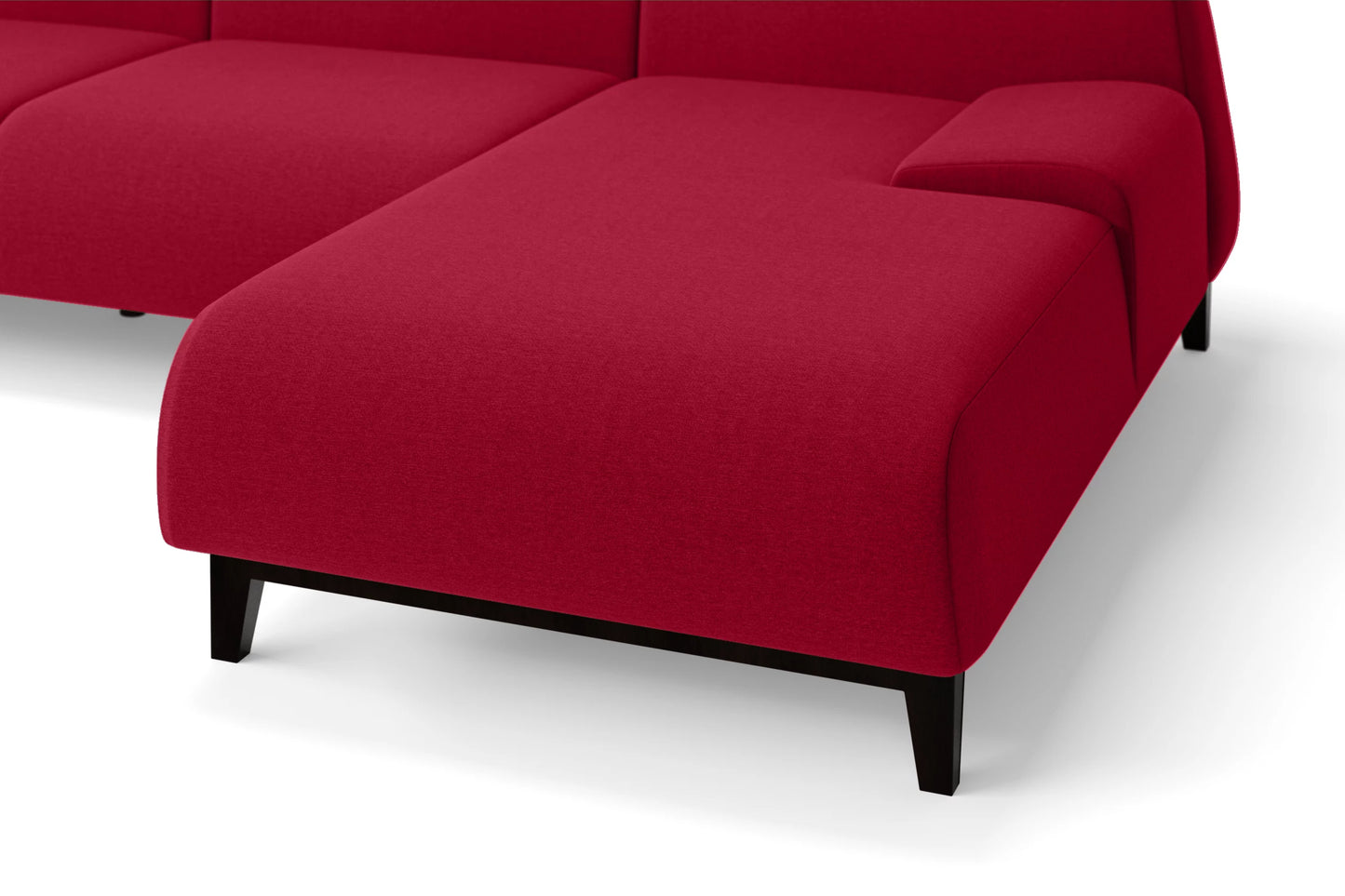 Pavia 3 Seater Left Hand Facing Chaise Lounge Corner Sofa Red Linen Fabric