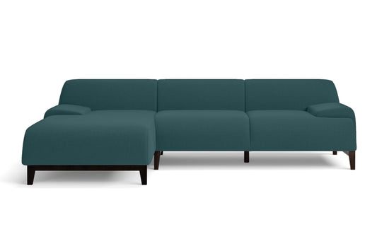 Pavia 3 Seater Left Hand Facing Chaise Lounge Corner Sofa Teal Linen Fabric