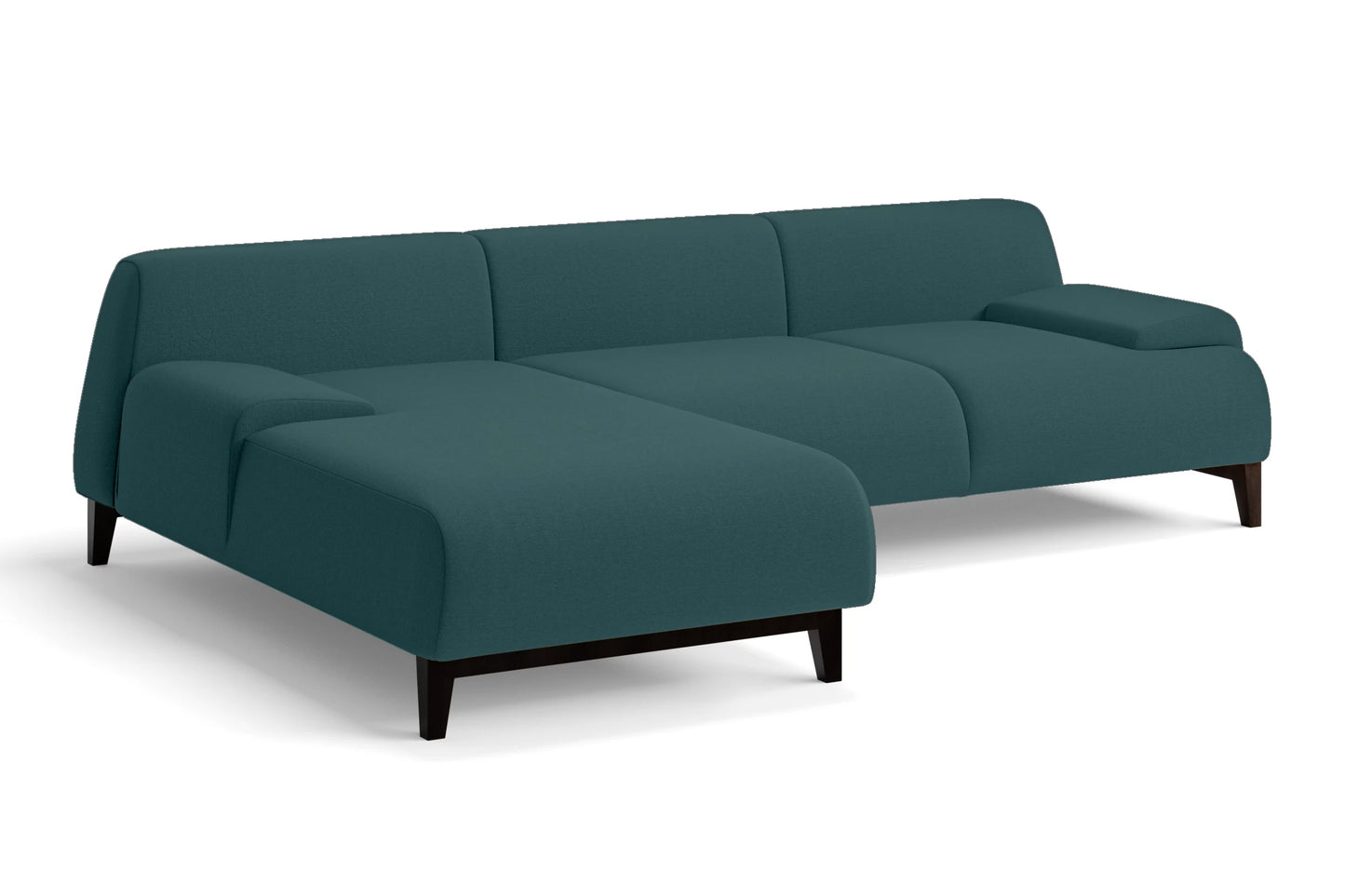 Pavia 3 Seater Left Hand Facing Chaise Lounge Corner Sofa Teal Linen Fabric