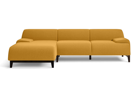 Pavia 3 Seater Left Hand Facing Chaise Lounge Corner Sofa Yellow Linen Fabric