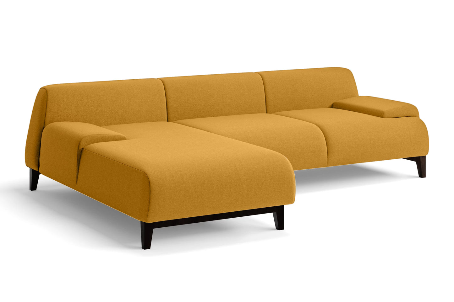 Pavia 3 Seater Left Hand Facing Chaise Lounge Corner Sofa Yellow Linen Fabric