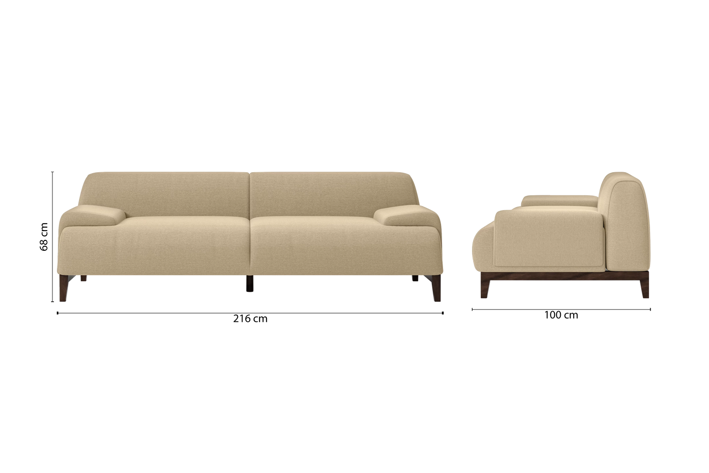 Pavia 3 Seater Sofa Beige Linen Fabric