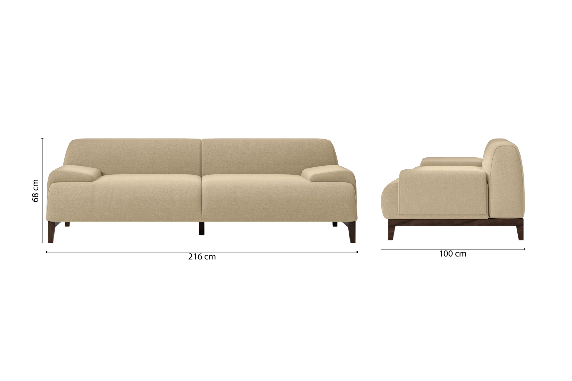 Pavia 3 Seater Sofa Beige Linen Fabric