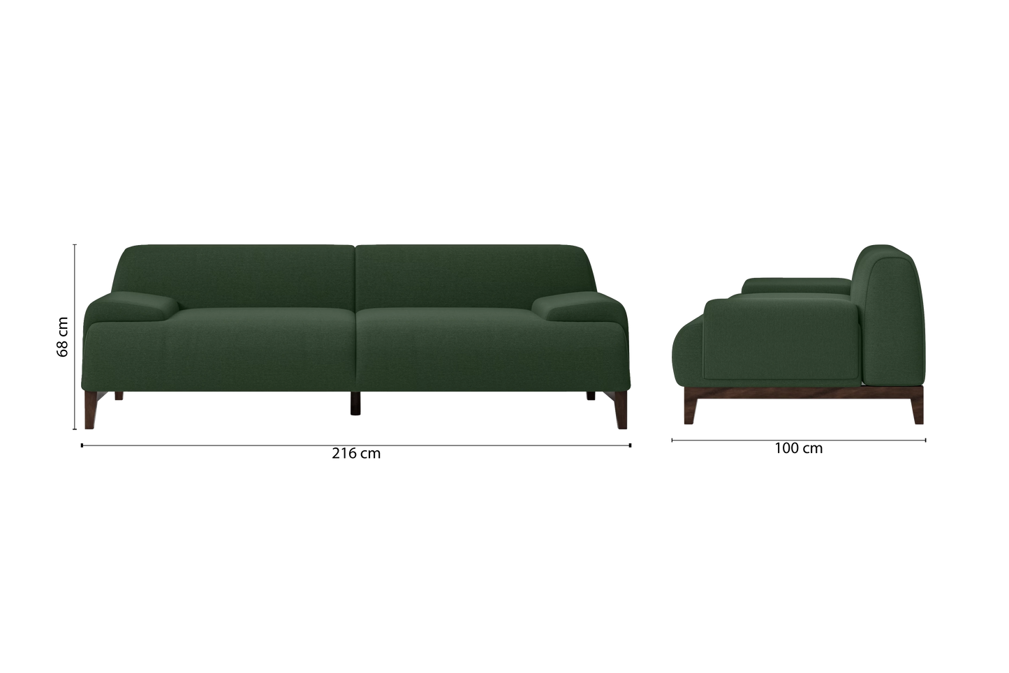 Pavia 3 Seater Sofa Forest Green Linen Fabric