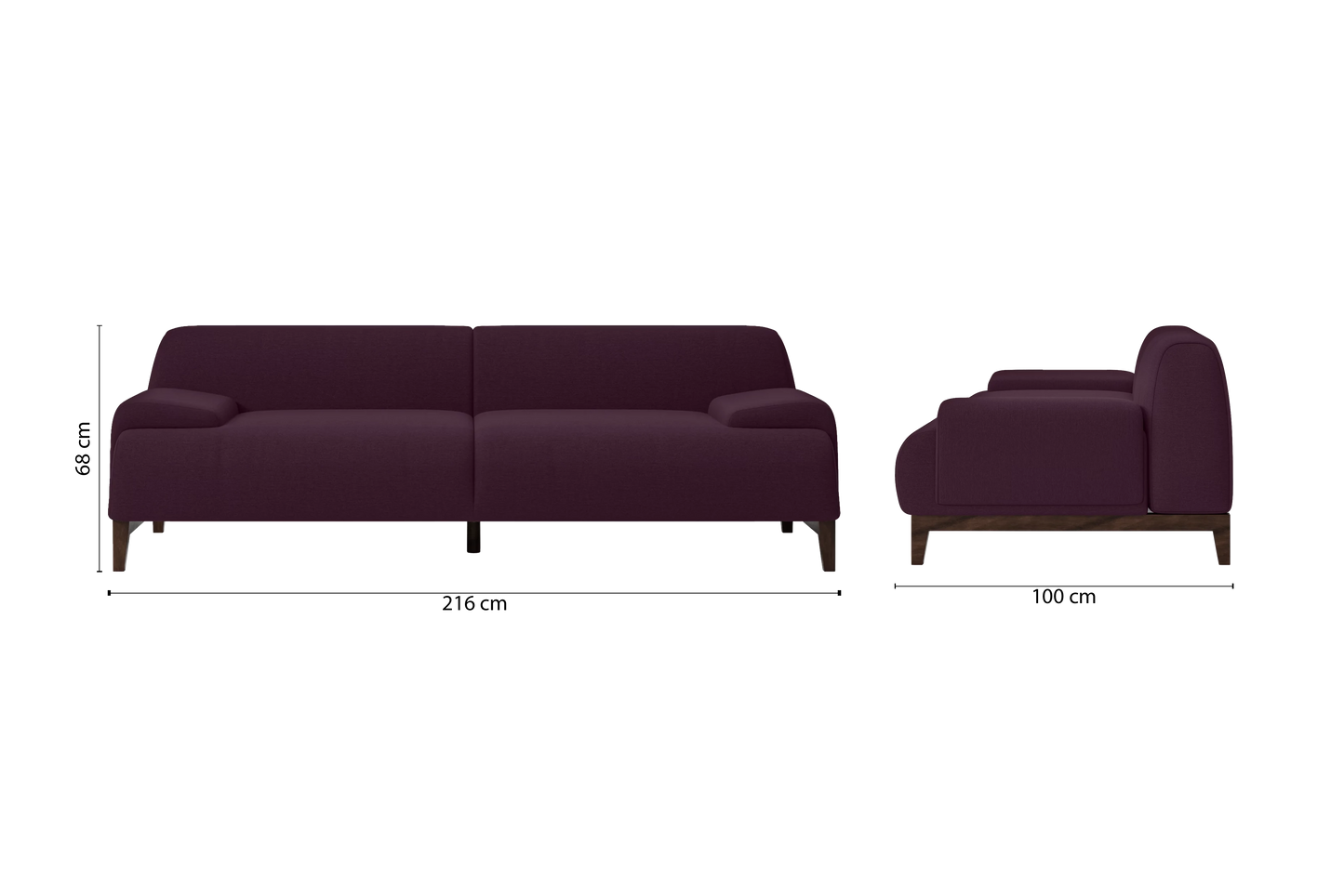 Pavia 3 Seater Sofa Purple Linen Fabric