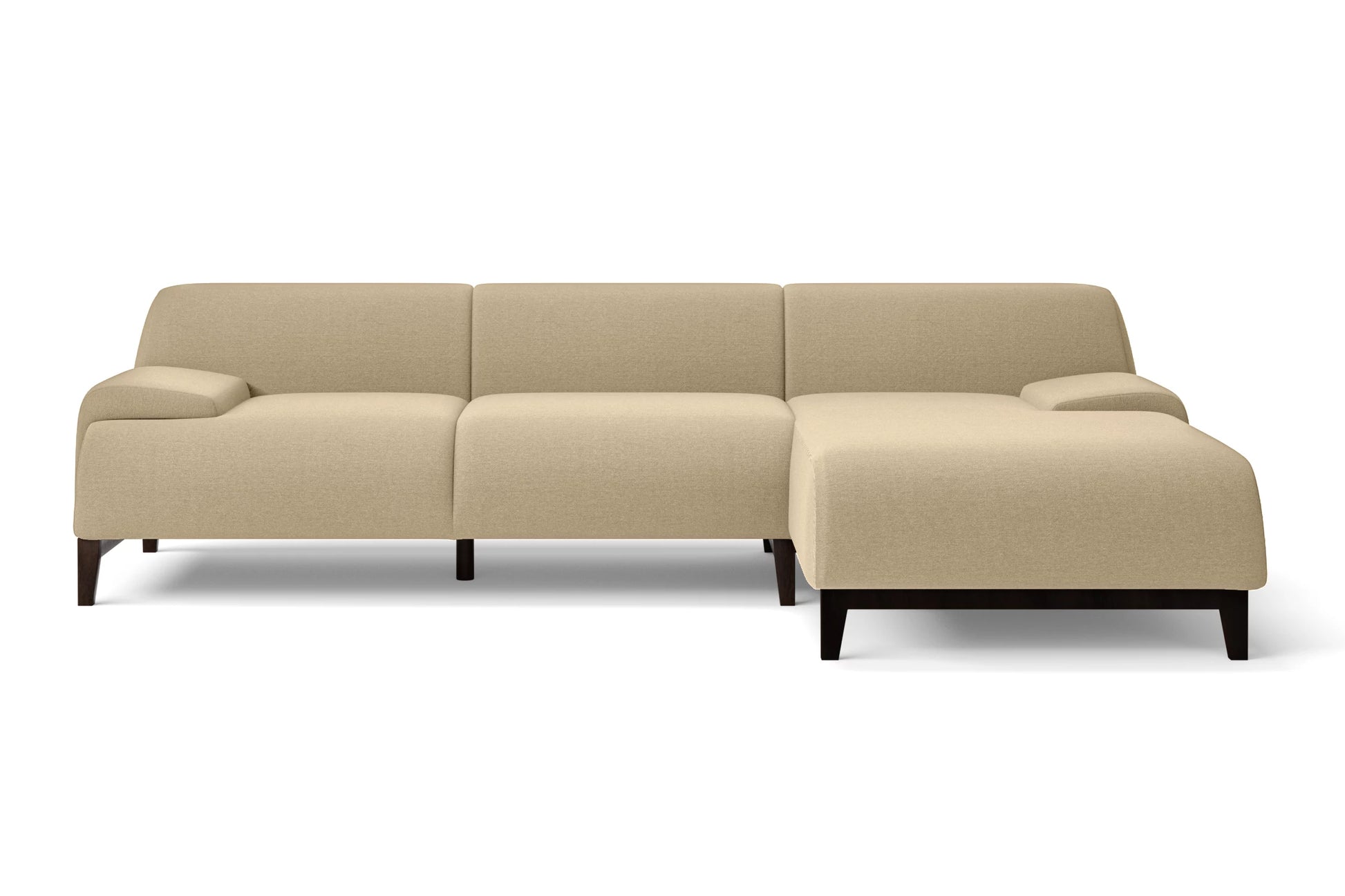 Pavia 3 Seater Right Hand Facing Chaise Lounge Corner Sofa Beige Linen Fabric