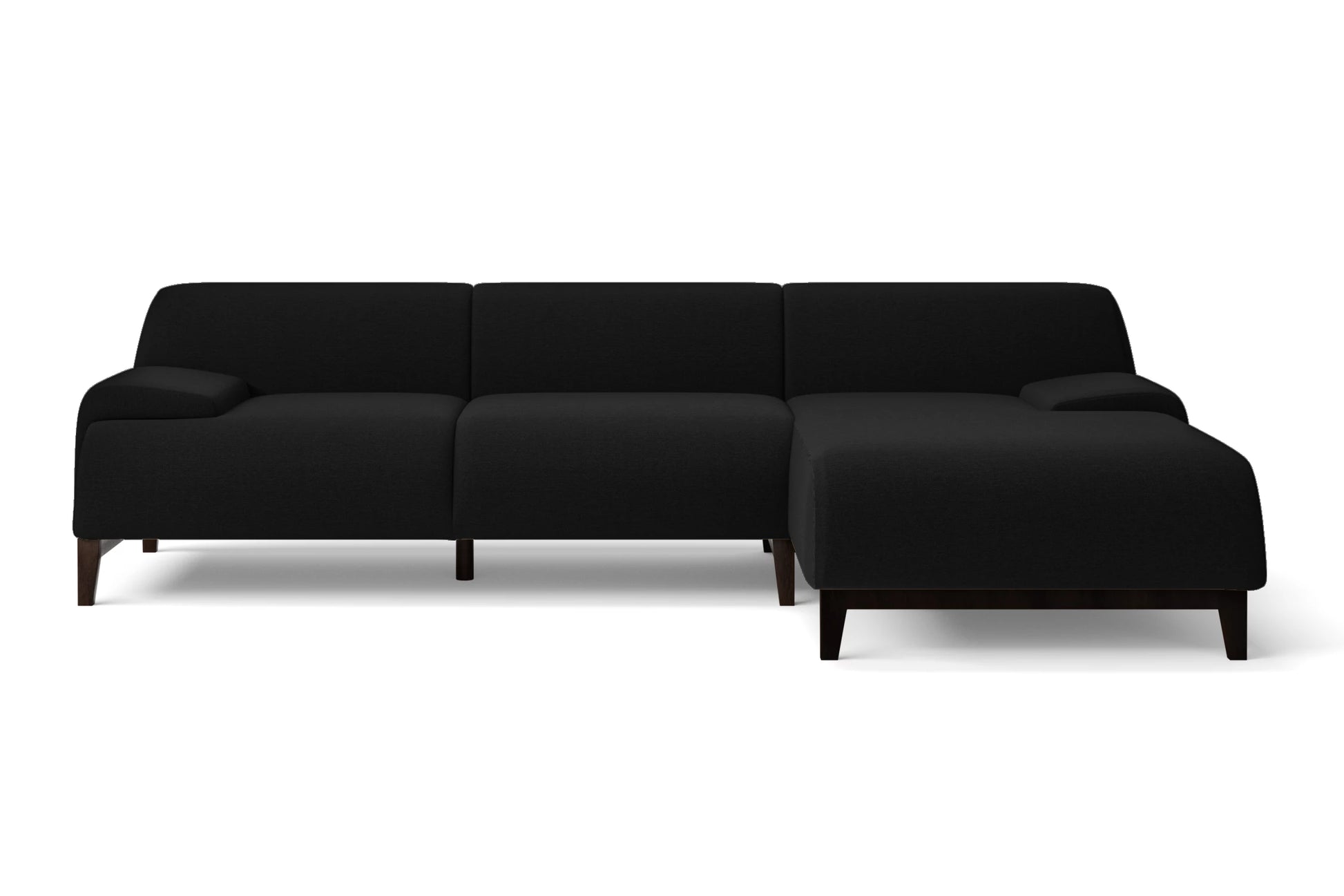 Pavia 3 Seater Right Hand Facing Chaise Lounge Corner Sofa Black Linen Fabric