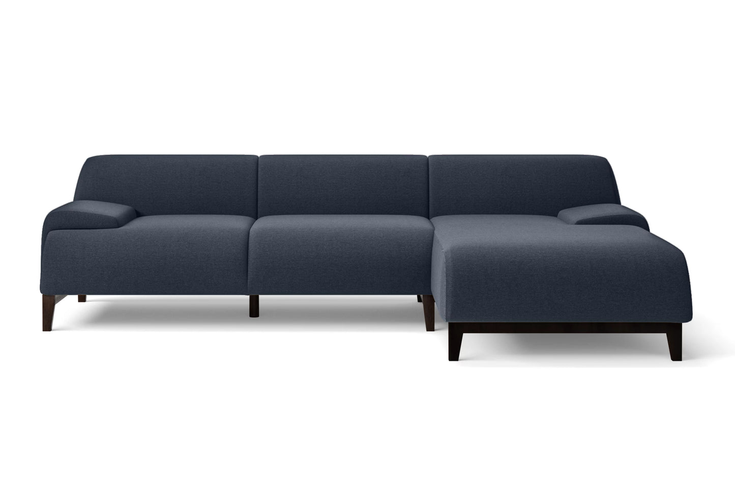 Pavia 3 Seater Right Hand Facing Chaise Lounge Corner Sofa Dark Blue Linen Fabric