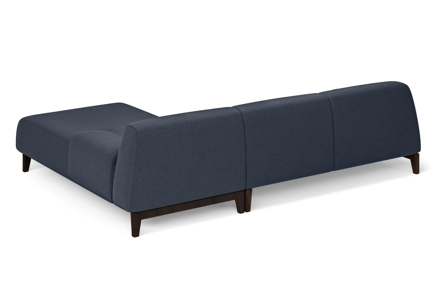 Pavia 3 Seater Right Hand Facing Chaise Lounge Corner Sofa Dark Blue Linen Fabric