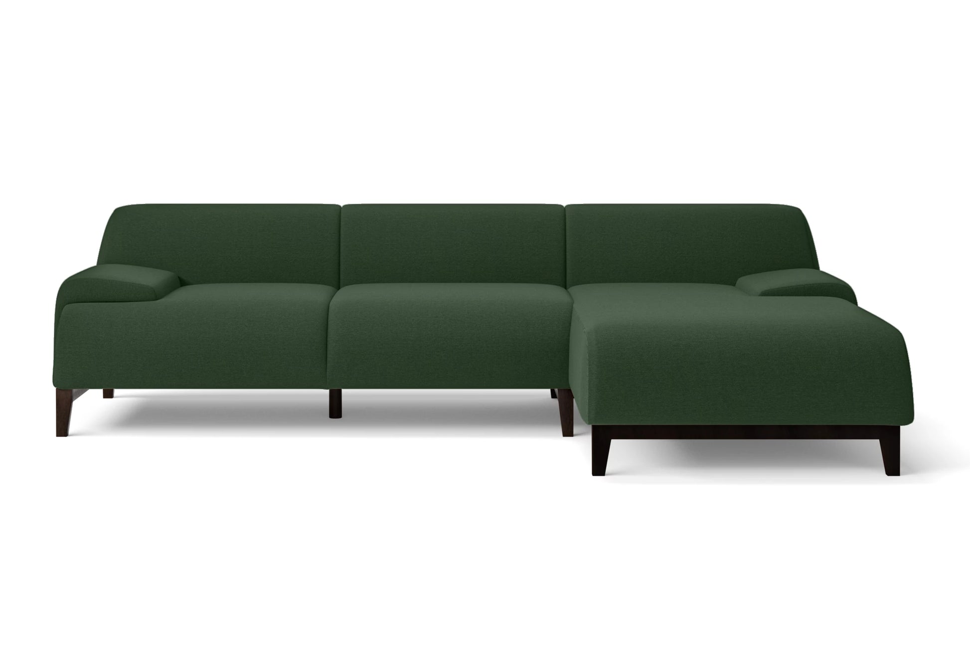 Pavia 3 Seater Right Hand Facing Chaise Lounge Corner Sofa Forest Green Linen Fabric