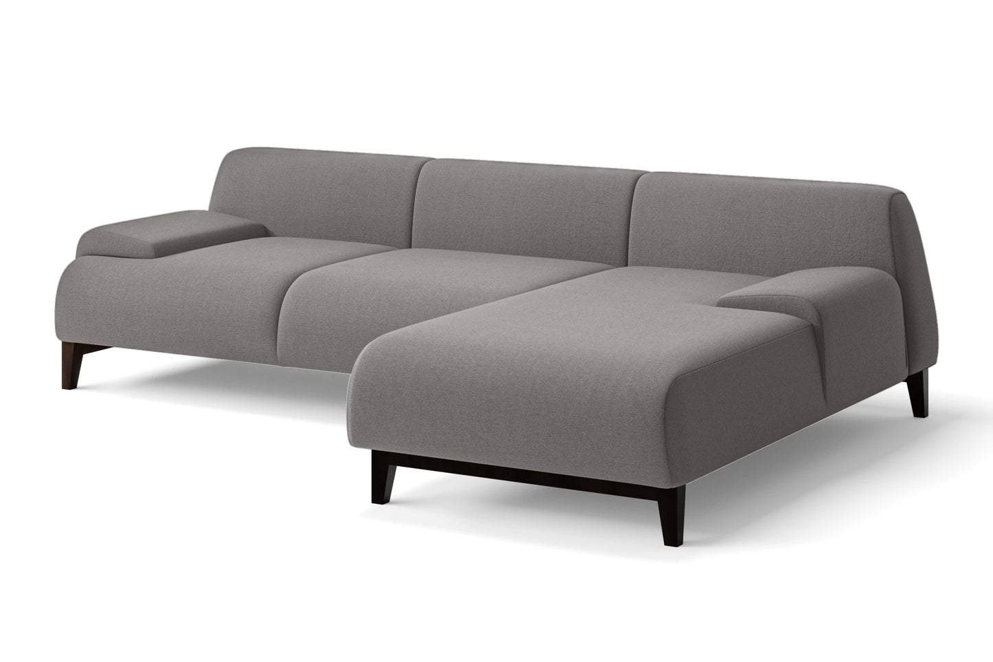 Pavia 3 Seater Right Hand Facing Chaise Lounge Corner Sofa Grey Linen Fabric