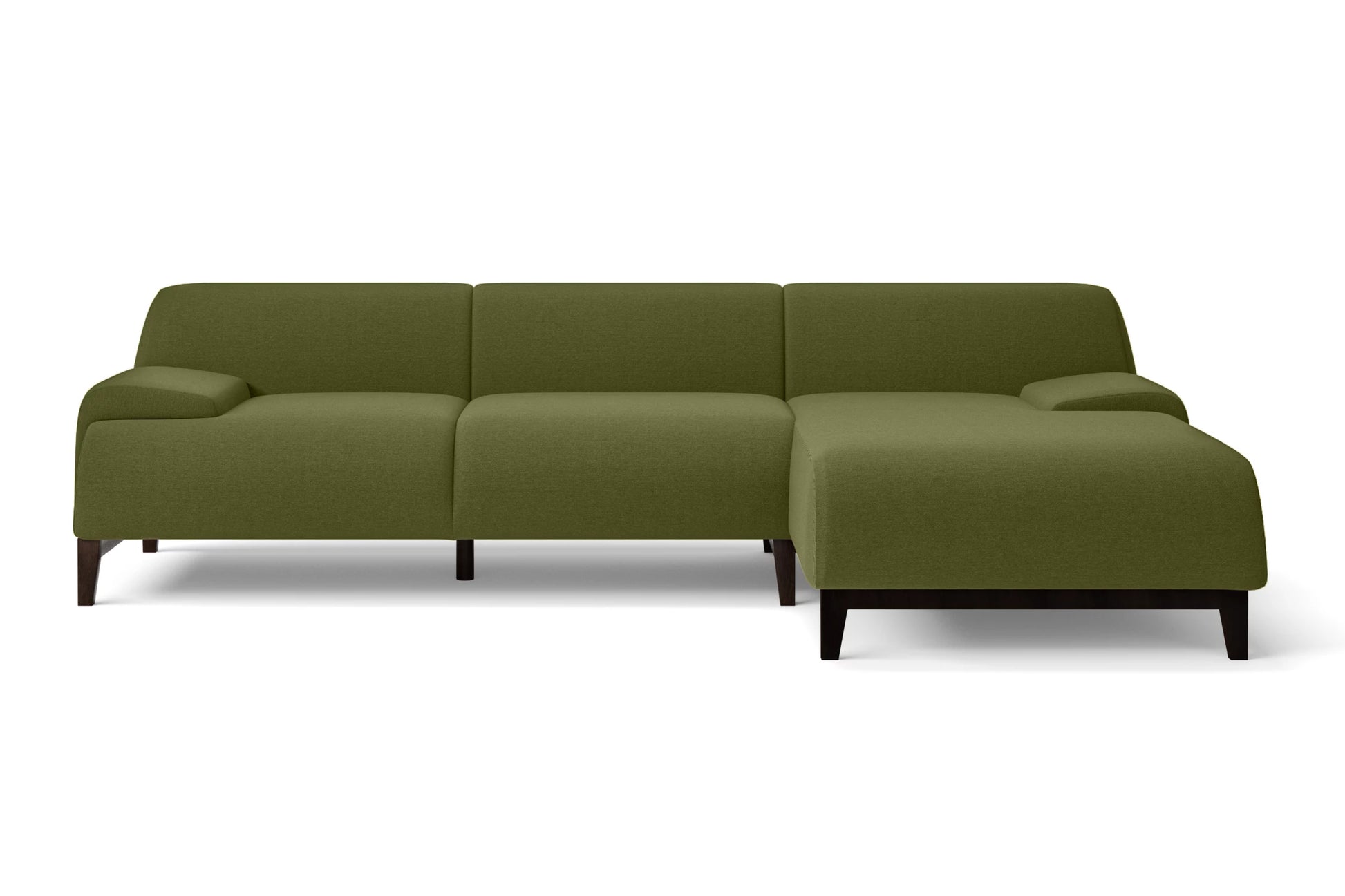 Pavia 3 Seater Right Hand Facing Chaise Lounge Corner Sofa Olive Linen Fabric