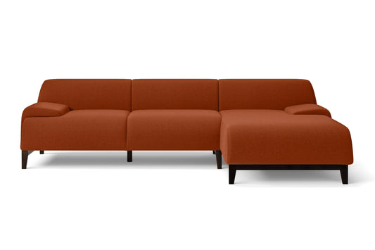 Pavia 3 Seater Right Hand Facing Chaise Lounge Corner Sofa Orange Linen Fabric