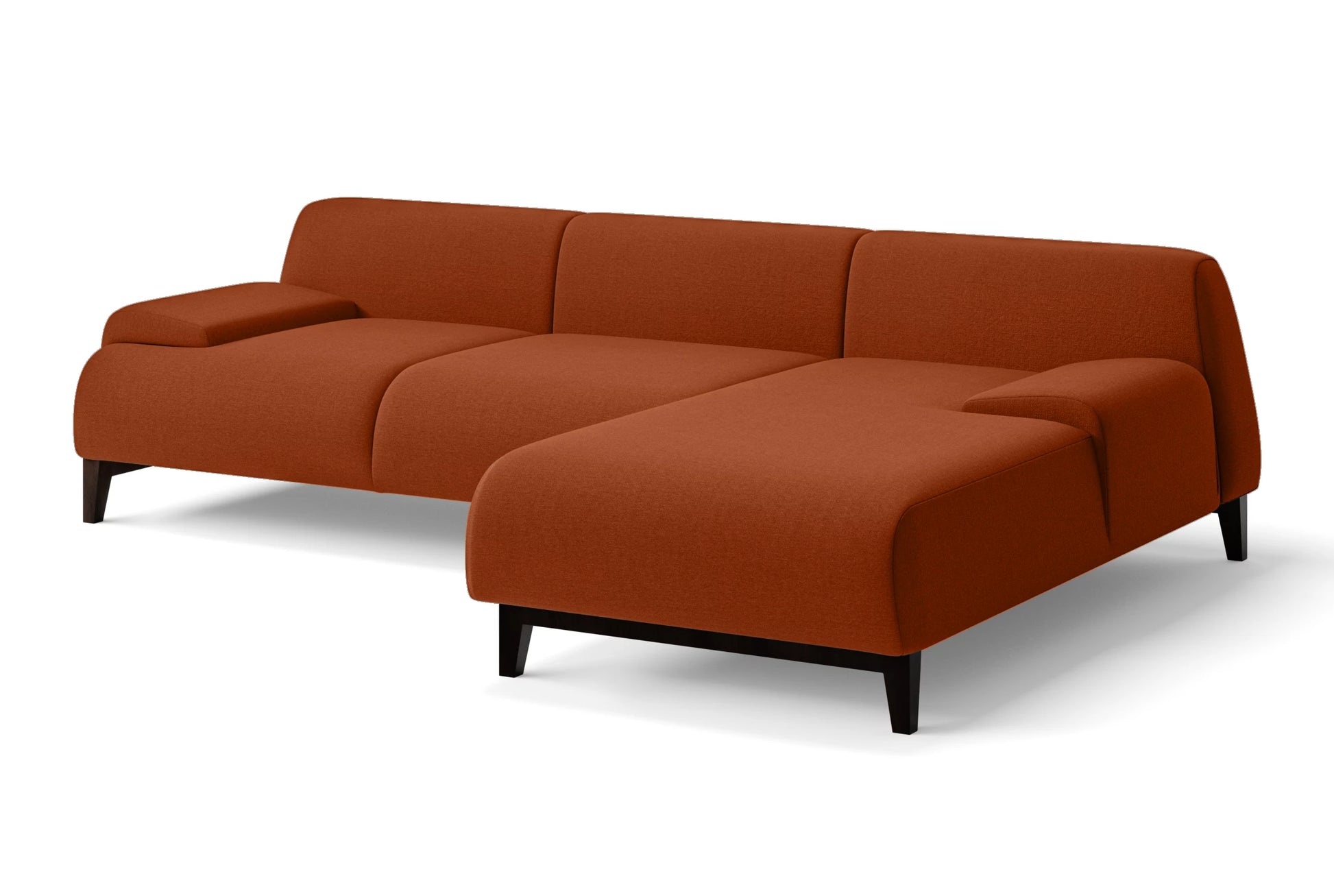 Pavia 3 Seater Right Hand Facing Chaise Lounge Corner Sofa Orange Linen Fabric