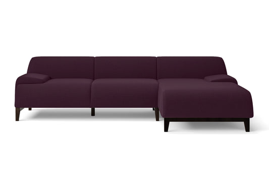 Pavia 3 Seater Right Hand Facing Chaise Lounge Corner Sofa Purple Linen Fabric