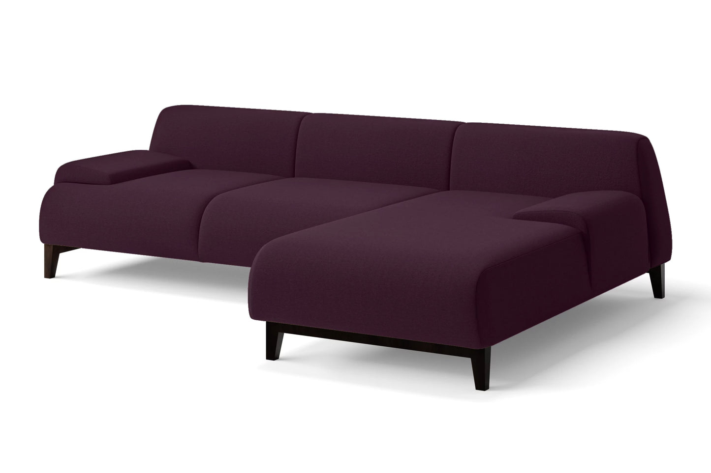 Pavia 3 Seater Right Hand Facing Chaise Lounge Corner Sofa Purple Linen Fabric