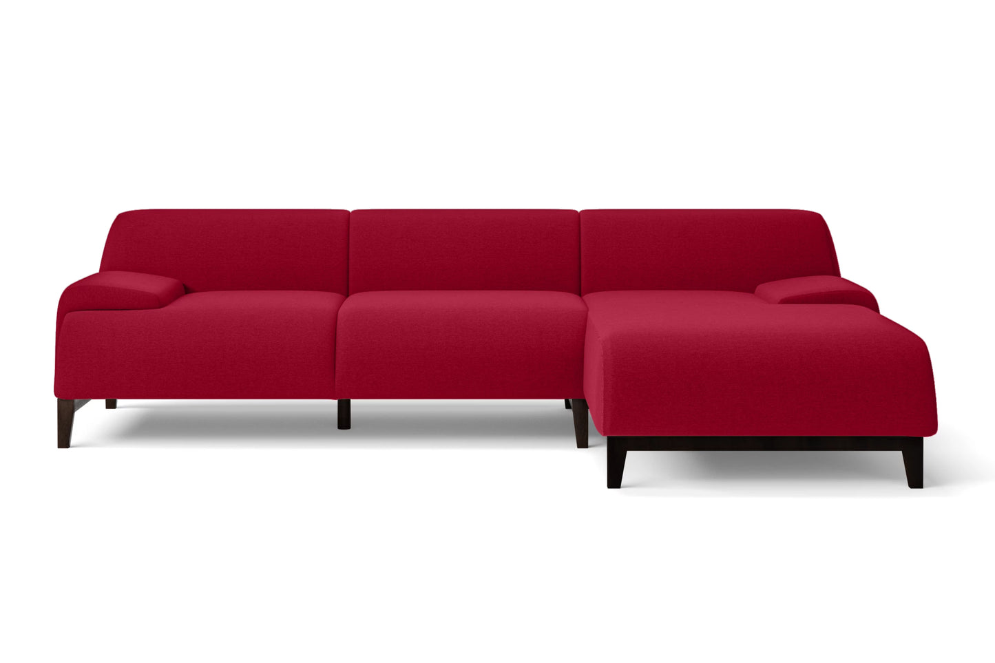 Pavia 3 Seater Right Hand Facing Chaise Lounge Corner Sofa Red Linen Fabric