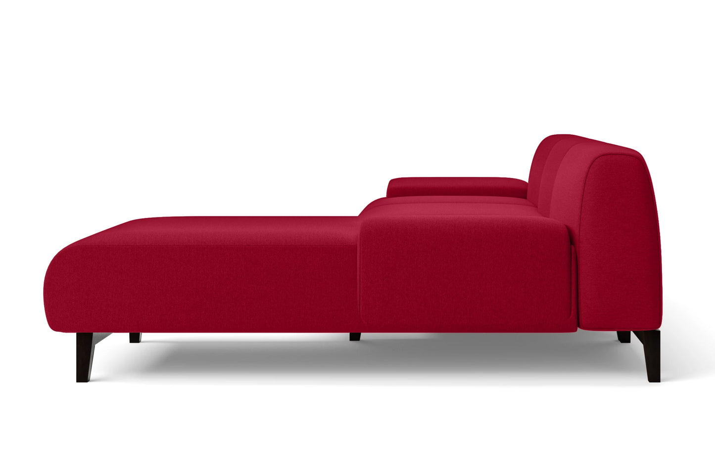 Pavia 3 Seater Right Hand Facing Chaise Lounge Corner Sofa Red Linen Fabric